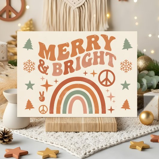 Groovy Boho Prettig & Kerst Feestdagen Kaart