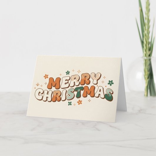 Groovy Boho Prettig Kerstfeest Feestdagen Kaart (Voorkant)