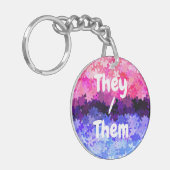 Groovy Boho Quirk Retro Bloem Omniseksueel Pride Sleutelhanger (Voorkant Links)