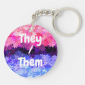 Groovy Boho Quirk Retro Bloem Omniseksueel Pride Sleutelhanger (Achterkant)