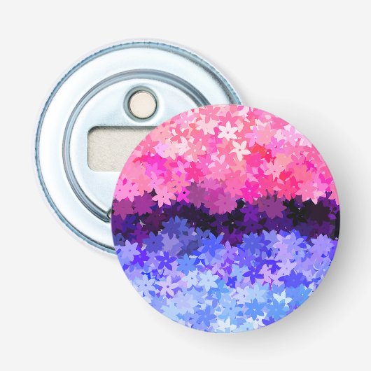 Groovy Boho Quirk Retro Bloemense Omniseksuele Pri Button Flesopener (Voorkant)