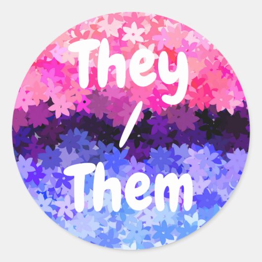 Groovy Boho Quirky Retro Floral Omnisexual Pride Ronde Sticker (Voorkant)
