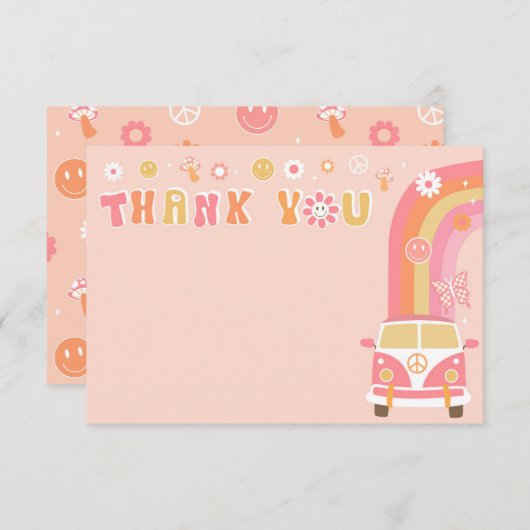 Groovy Boho Retro Birthday Bedankt voor je kaarten (Voorkant / Achterkant)