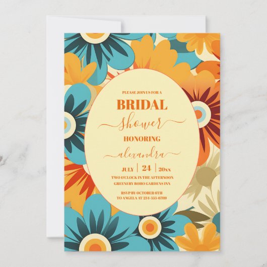 Groovy Boho Retro Bloemen Vrijgezellenfeest Kaart (Voorkant)