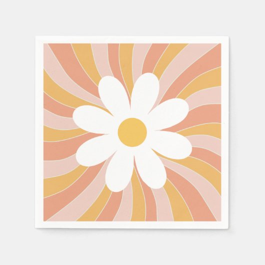 Groovy Boho Retro Daisy Sunshine Servet (Voorkant)