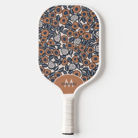 Groovy Boho Retro Floral Hippie Modern Monogram Pickleball Paddle (Achterkant)