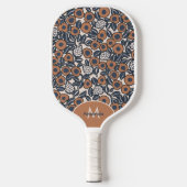 Groovy Boho Retro Floral Hippie Modern Monogram Pickleball Paddle (Voorkant)