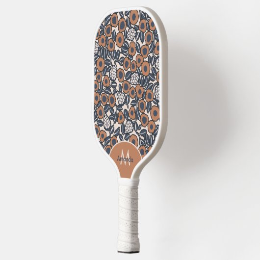 Groovy Boho Retro Floral Hippie Modern Monogram Pickleball Paddle (Links)