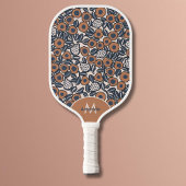 Groovy Boho Retro Floral Hippie Modern Monogram Pickleball Paddle