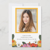 Groovy Boho Retro Flower Photo Graduparty Kaart (Achterkant)
