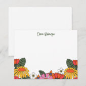 Groovy Boho Retro Flowers Gepersonaliseerde Statio Notitiekaartje (Voorkant / Achterkant)
