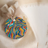 Groovy Boho Retro Gele Monogram Golf Wedding Bedankjes Labels