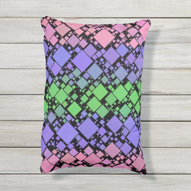 Groovy Boho Retro Mod Geometrische Trigender Pride Buitenkussen (Achterkant (verticaal))