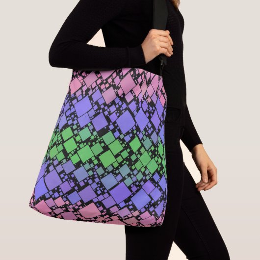 Groovy Boho Retro Mod Geometrische Trigender Pride Crossbody Tas (Dichtbij)