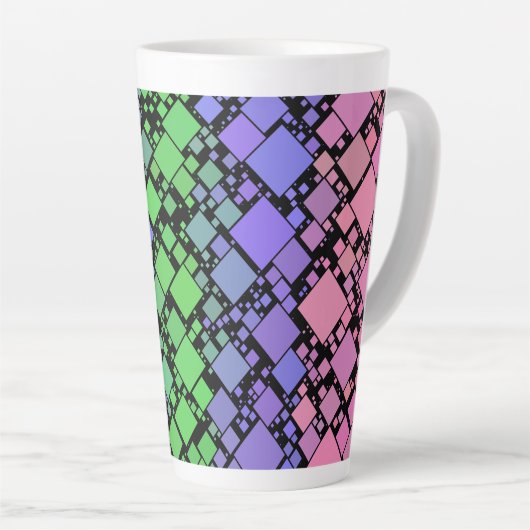 Groovy Boho Retro Mod Geometrische Trigender Pride Latte Mok (Rechterhoek)
