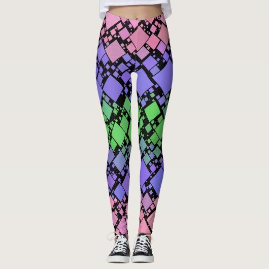 Groovy Boho Retro Mod Geometrische Trigender Pride Leggings (Voorkant)