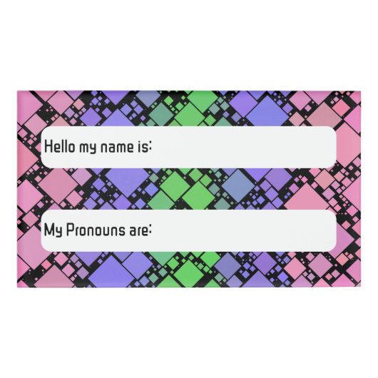 Groovy Boho Retro Mod Geometrische Trigender Pride Naambadge (Voorkant)