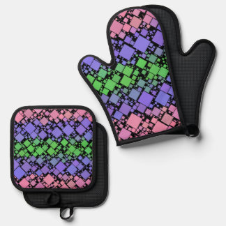 Groovy Boho Retro Mod Geometrische Trigender Pride Ovenwant & Pannenlap Set