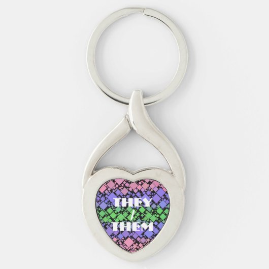 Groovy Boho Retro Mod Geometrische Trigender Pride Sleutelhanger (Voorkant)