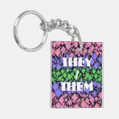 Groovy Boho Retro Mod Geometrische Trigender Pride Sleutelhanger (Voorkant Links)