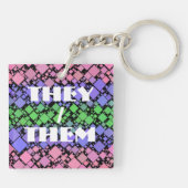 Groovy Boho Retro Mod Geometrische Trigender Pride Sleutelhanger (Achterkant)