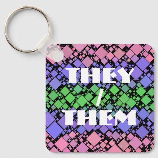 Groovy Boho Retro Mod Geometrische Trigender Pride Sleutelhanger (Voorkant)