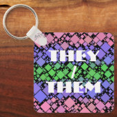 Groovy Boho Retro Mod Geometrische Trigender Pride Sleutelhanger (Voorkant)