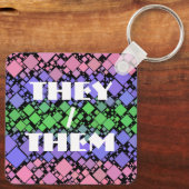 Groovy Boho Retro Mod Geometrische Trigender Pride Sleutelhanger (Achterkant)