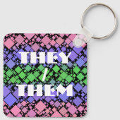 Groovy Boho Retro Mod Geometrische Trigender Pride Sleutelhanger (Achterkant)