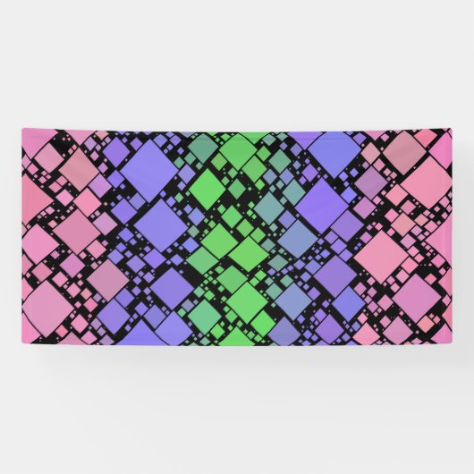 Groovy Boho Retro Mod Geometrische Trigender Pride Spandoek (Horizontaal)