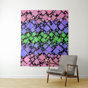 Groovy Boho Retro Mod Geometrische Trigender Pride Wandkleed