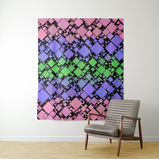 Groovy Boho Retro Mod Geometrische Trigender Pride Wandkleed (In situ)