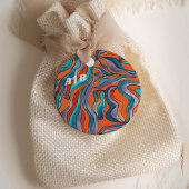 Groovy Boho Retro Oranje Golf Monogram Huwelijk Bedankjes Labels