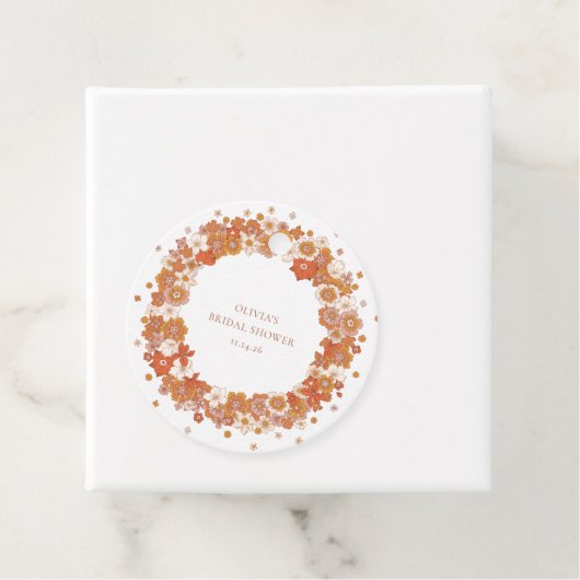 Groovy Boho Sinaasappel Bloemen Vrijgezellenfeest  Bedankjes Labels (In situ)