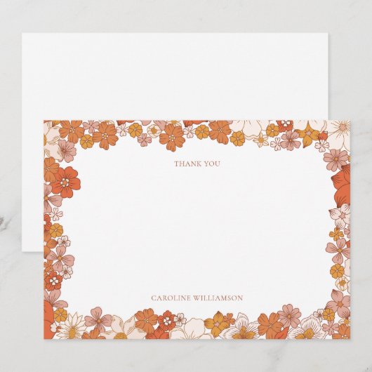 Groovy Boho Sinaasappel Bloemen Vrijgezellenfeest  Bedankkaart (Voorkant / Achterkant)