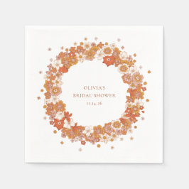 Groovy Boho Sinaasappel Bloemen Vrijgezellenfeest  Servet