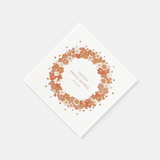 Groovy Boho Sinaasappel Bloemen Vrijgezellenfeest  Servet (Hoek)