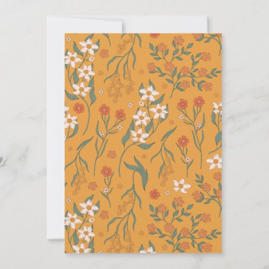 Groovy Boho Sinaasappel Wildflower Moving Nieuw ad Aankondiging (Achterkant)