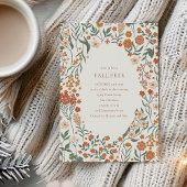 Groovy Boho Sinaasappel Wildflower Whimsy Herfst F Kaart