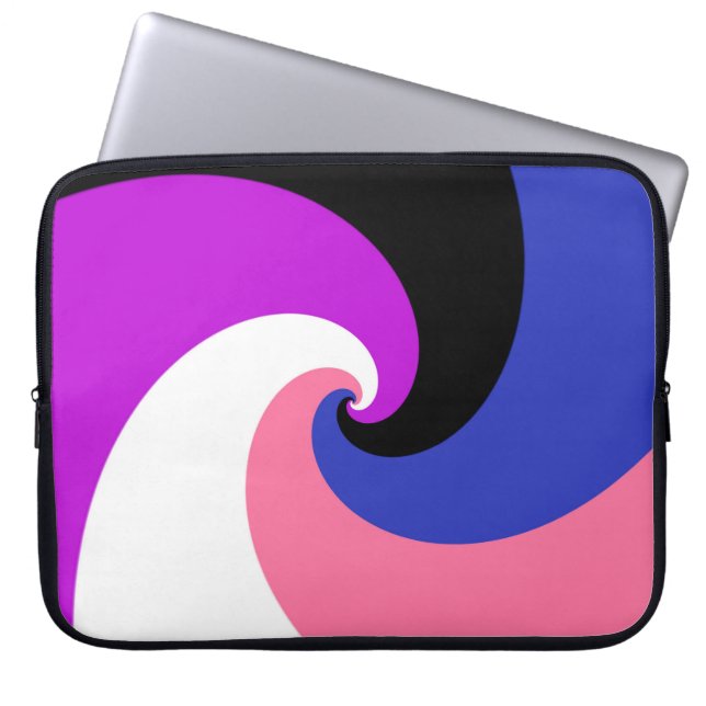 Groovy Boho Spiraal Abstract Genderfluid Pride Vla Laptop Sleeve (Voorkant)