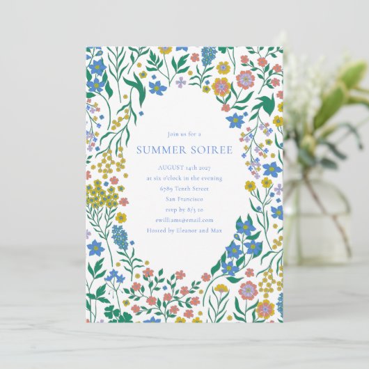 Groovy Boho Wildflower Whimsy Summer Soiree Kaart (Staand voorkant)