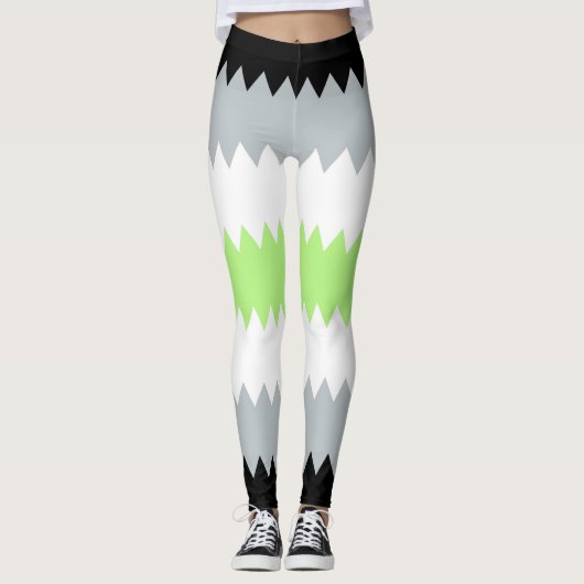 Groovy Boho ZigZag Abstract Agender Pride Vlag Leggings (Voorkant)