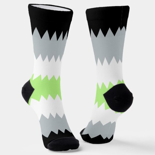Groovy Boho ZigZag Abstract Agender Pride Vlag Sokken (Gebogen)