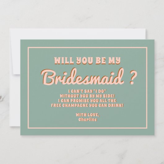 Groovy Bold Blauw Roze Rood Bruidsmeisje Voorstel Kaart (Voorkant)