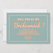 Groovy Bold Blauw Roze Rood Bruidsmeisje Voorstel Kaart (Voorkant)