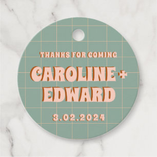 Groovy Bold Blauw Roze Rood Funky Bedankjes Labels