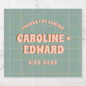 Groovy Bold Blauw Roze Rood Funky Sparkling Wijnetiket (Enkel label)