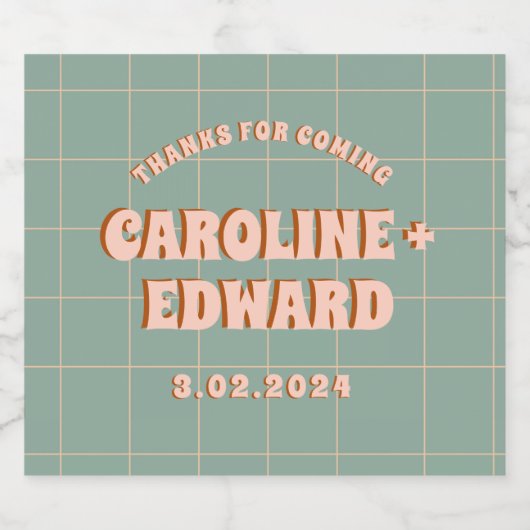 Groovy Bold Blauw Roze Rood Funky Sparkling Wijnetiket (Enkel label)