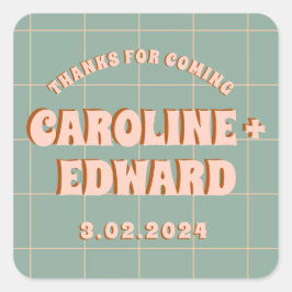 Groovy Bold Blauw Roze Rood Funky Vierkante Sticker