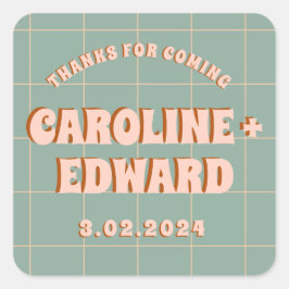 Groovy Bold Blauw Roze Rood Funky Vierkante Sticker